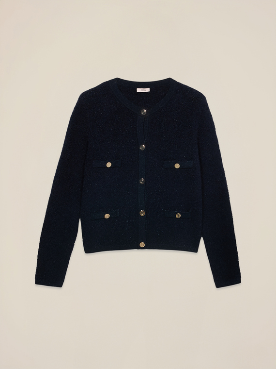 Cardigan corto effetto giacca