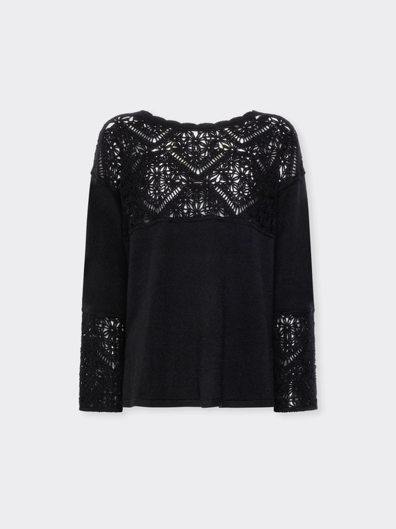 Su&eacute;ter con inserciones de encaje