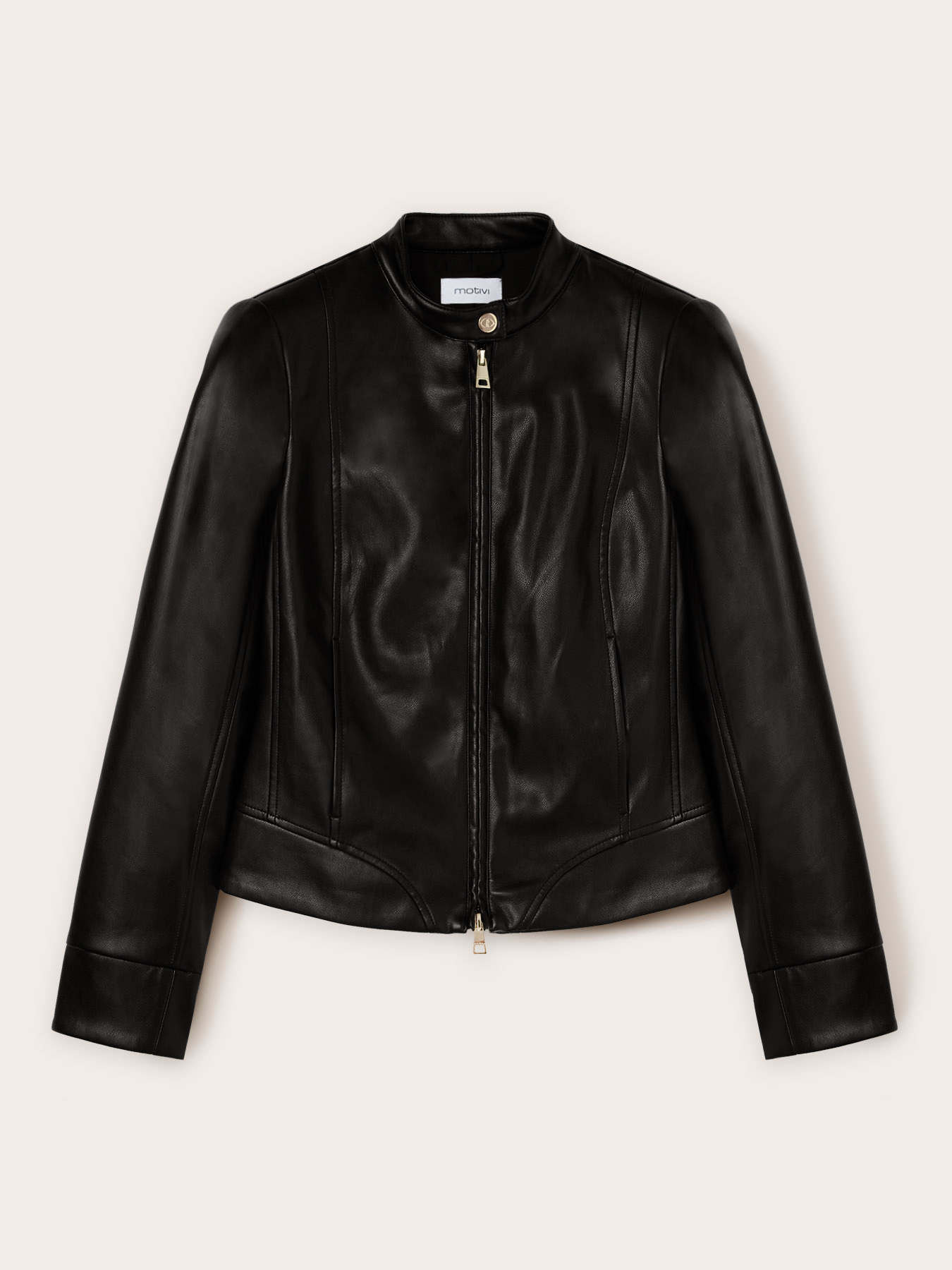 Blouson en tissu enduit avec découpes effet modelant image number 0
