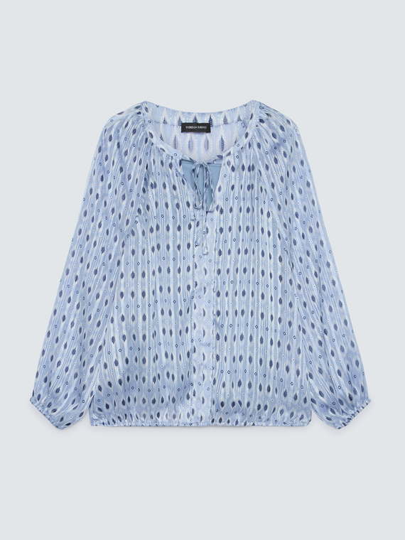 Blouse en tissu lurex avec imprim&eacute;