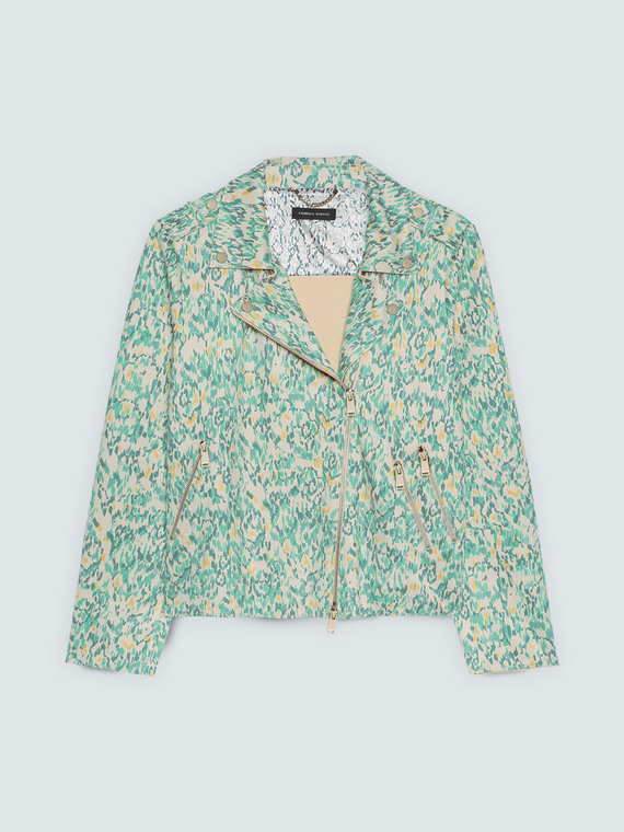 Bikerjacke aus bedrucktem Soft-Touch-Stoff