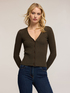 Cardigan a coste in maglia image number 3