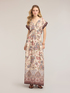 Robe longue &eacute;vas&eacute;e en satin imprim&eacute; image number 0