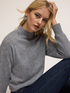 Crew neck cashmere sweater with openwork image number 0