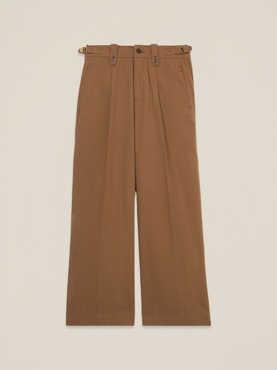 Cotton blend drill palazzo pants