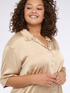 Stretch satin shirt with three-quarter sleeves image number 3