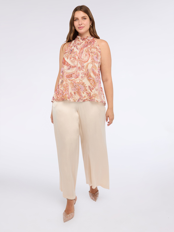 Top mit Paisley-Druck aus Crêpe