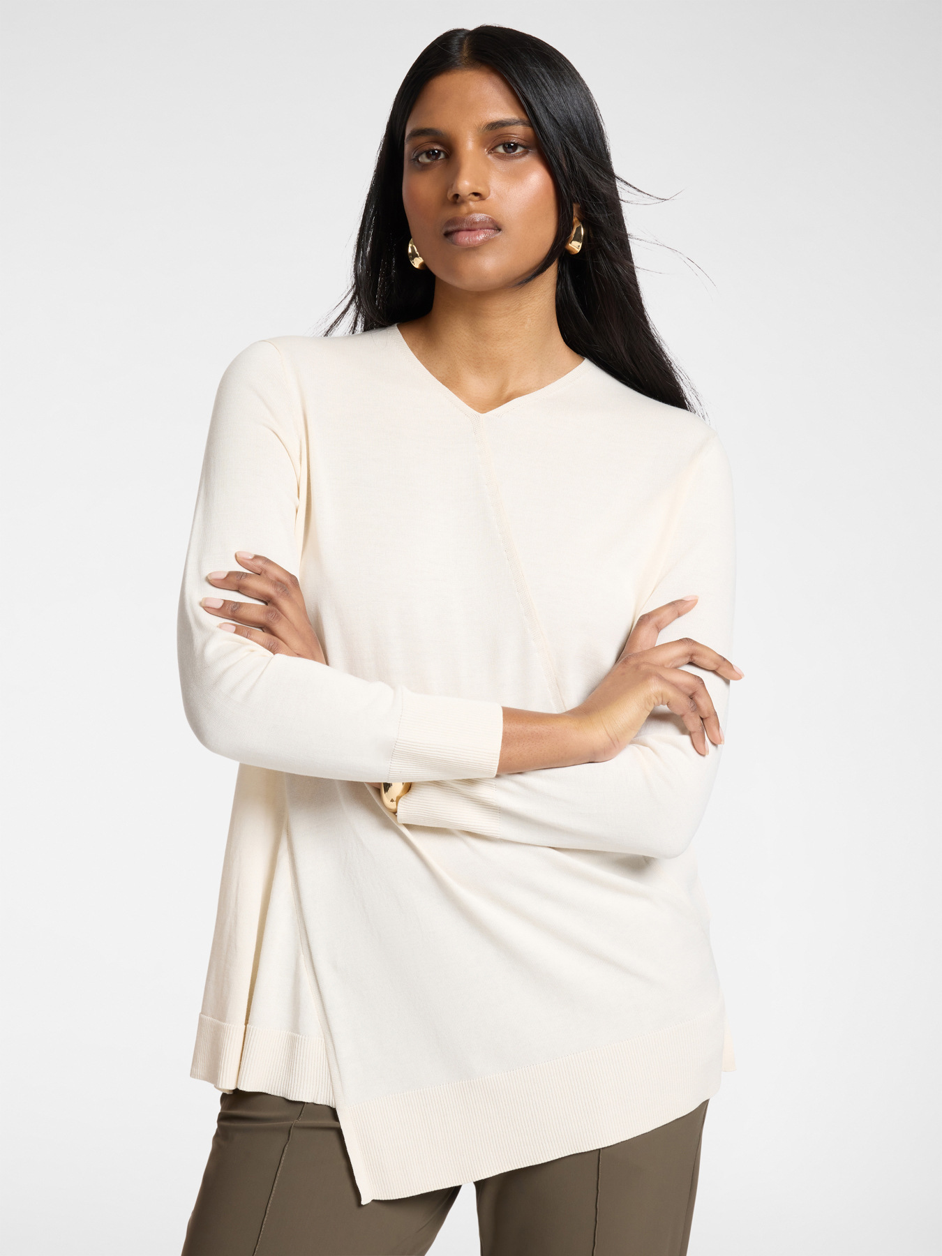 Maglia asimmetrica in cotone e modal image number 0