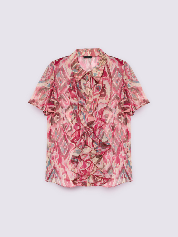 Georgette blouse with print and ruffle