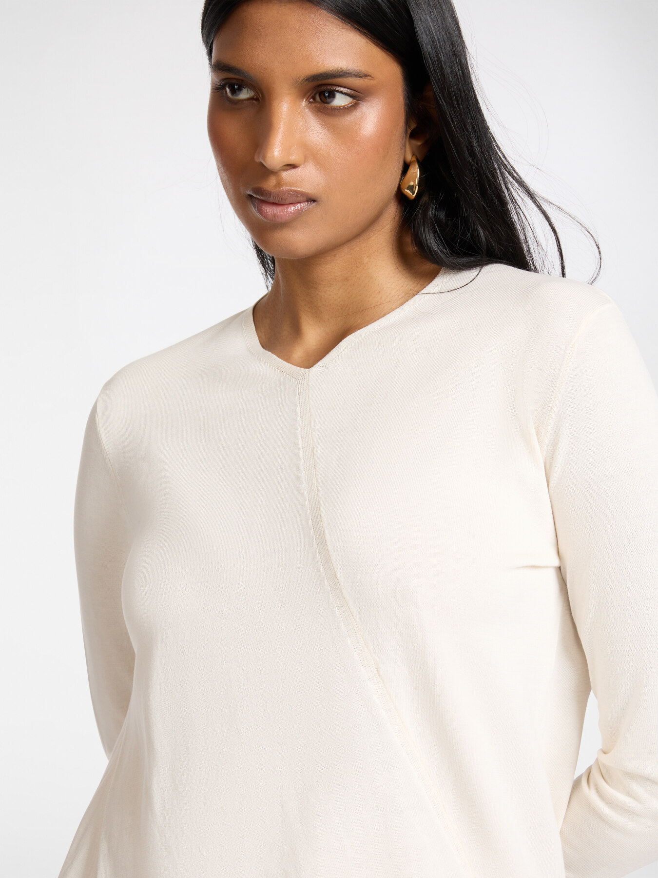 Maglia asimmetrica in cotone e modal image number 3