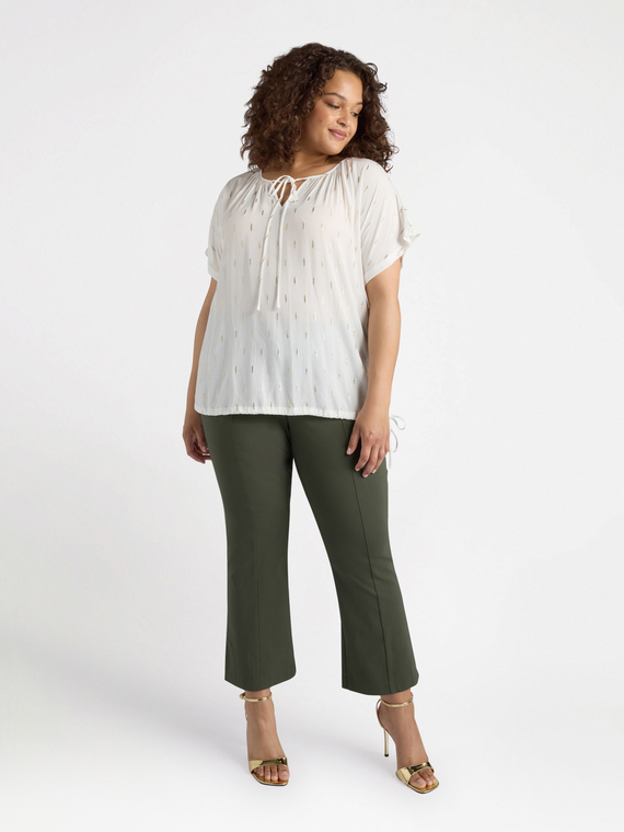 Blusa con lacci in tessuto creponne