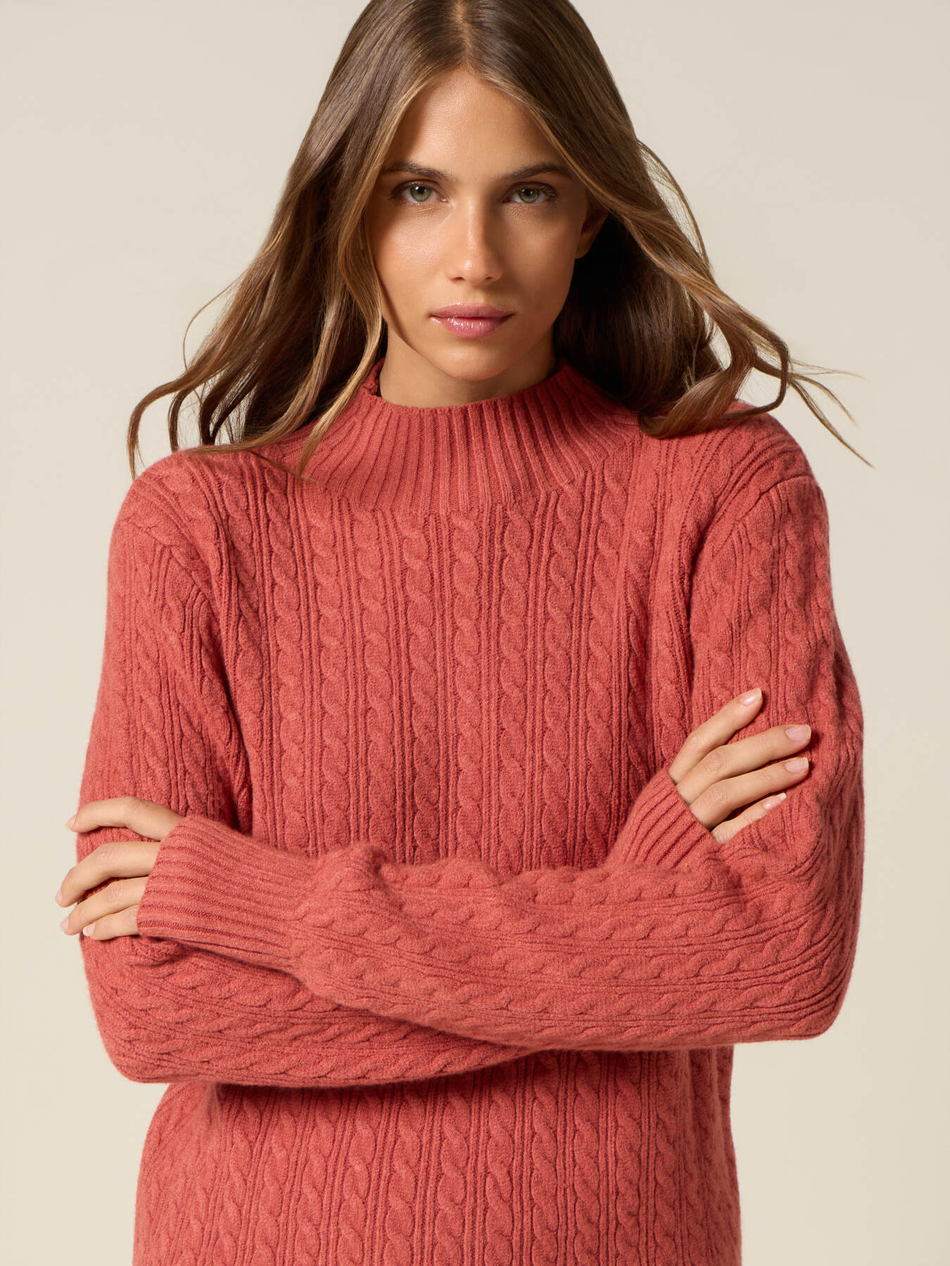 Turtleneck sweater with cable knit image number 2
