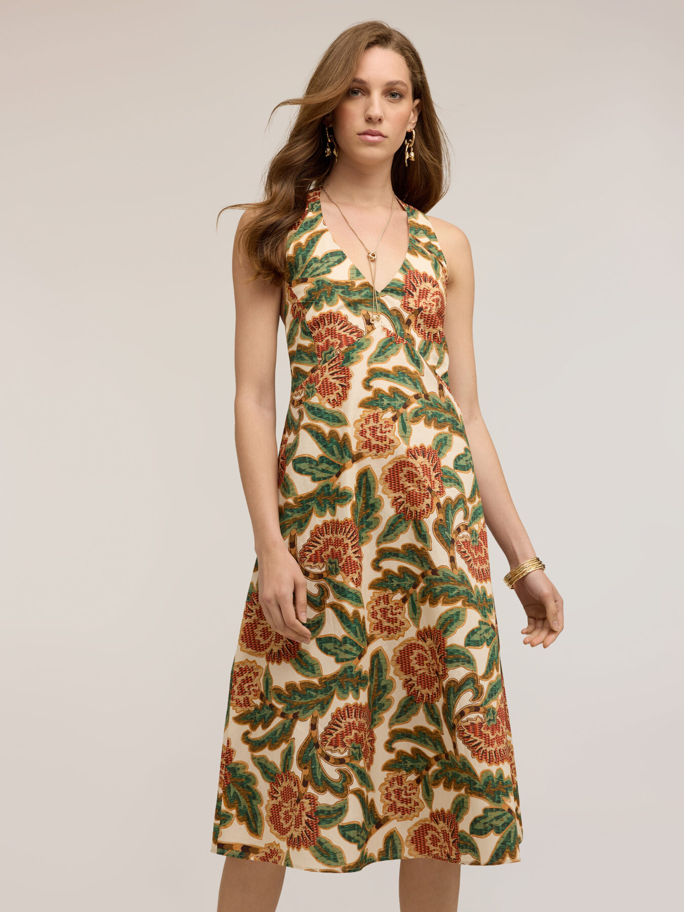 Kleid aus Popeline mit Blumendruck image number 0