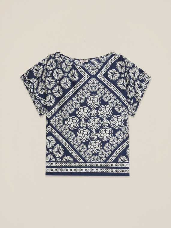 Patterned satin blouse