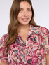 Blusa in georgette con stampa e volant image number 3