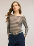 Striped tulle T-shirt with draping image number 0