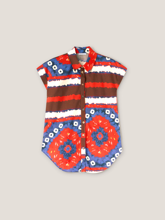 Camicia con nodo fantasia etnica