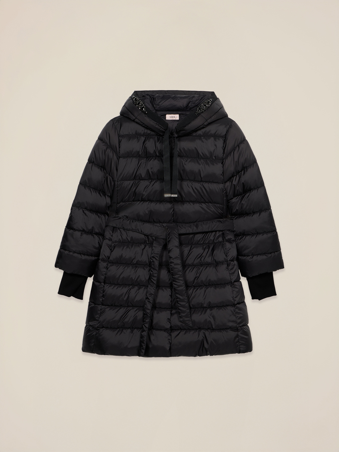 Piumino midi con profili gioiello image number 3