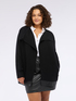 Strickjacke mit Details aus beschichtetem Stoff image number 2