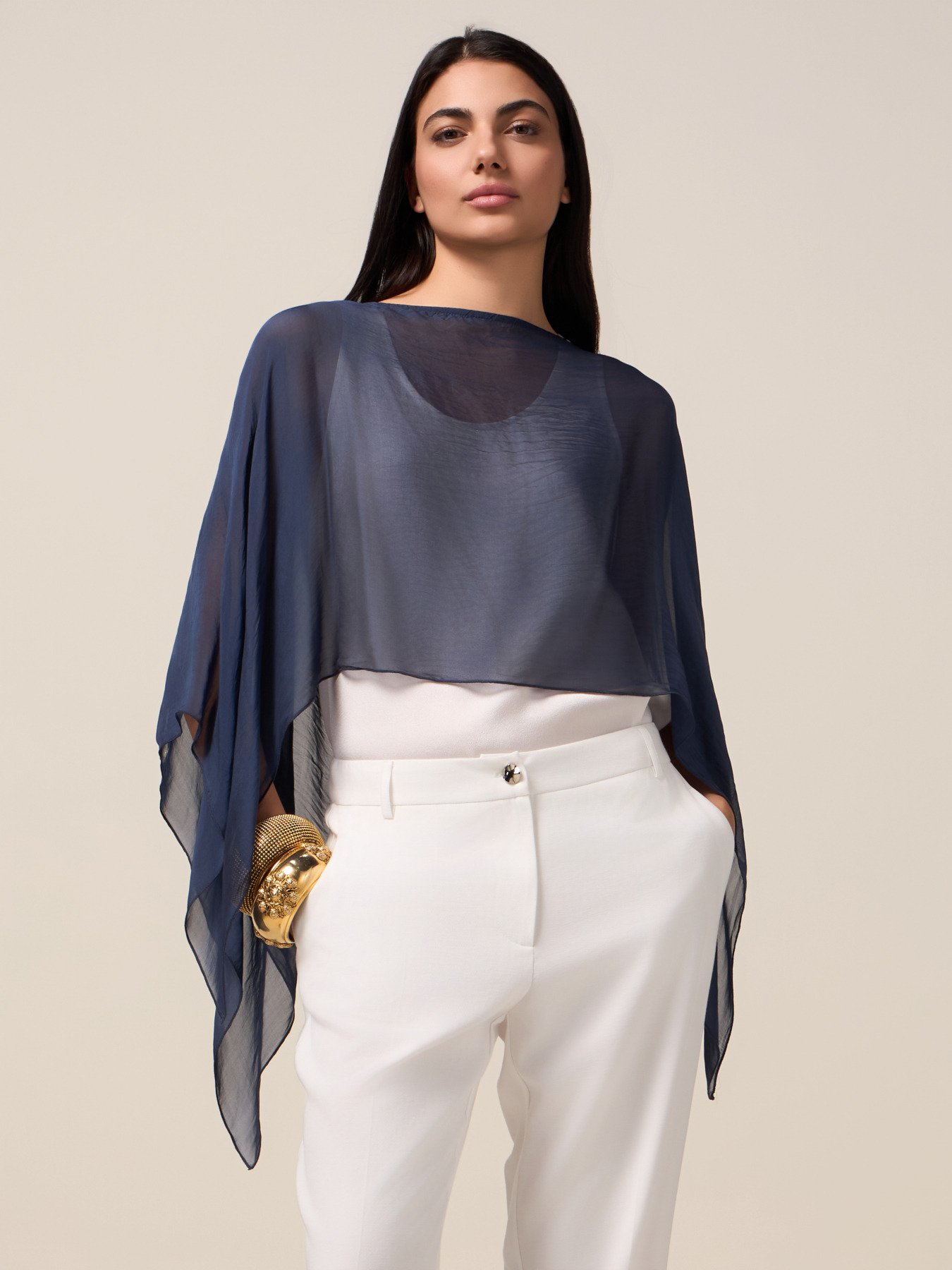 Silk blend voile shrug image number 0