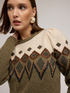Pull jacquard &agrave; manches bouffantes image number 2