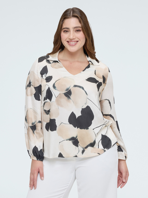Bluse aus Satin mit Blumendruck
