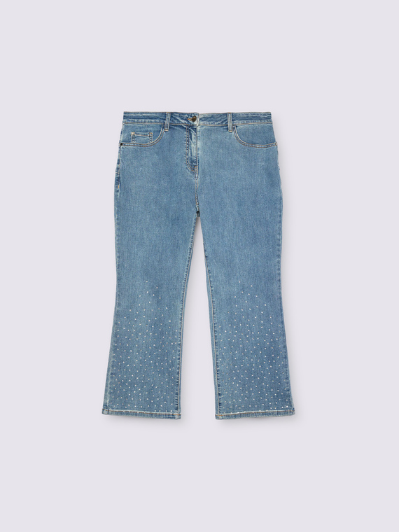 Kick flare jeans with faded rhinestone effect