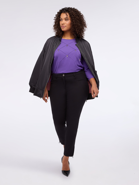 Cotton jersey T-shirt with diamond pattern processing