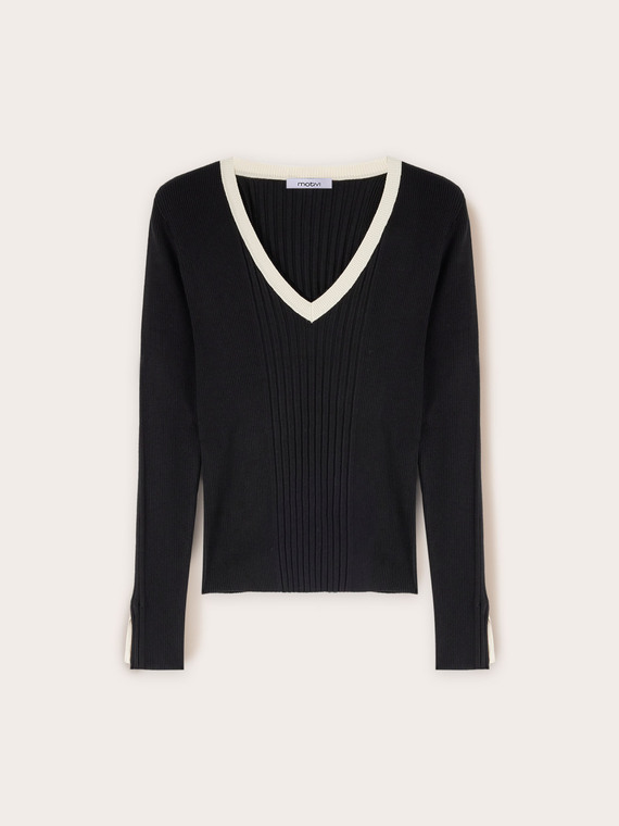 Maglia bicolor a coste