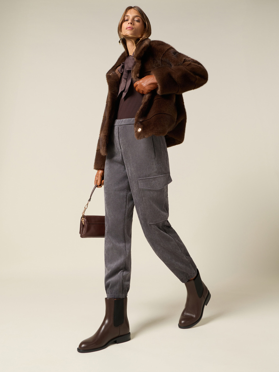 Pantaloni cargo in velluto a coste