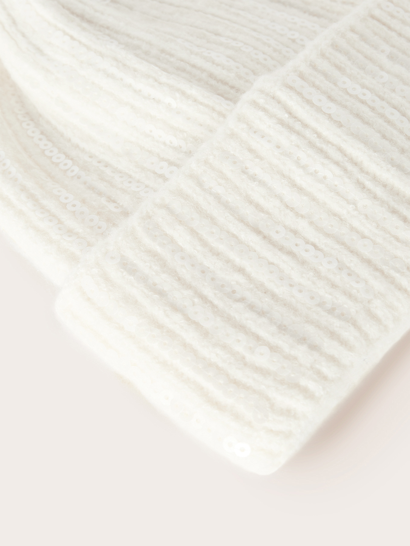 Knit beanie with sequin embroidery image number 1