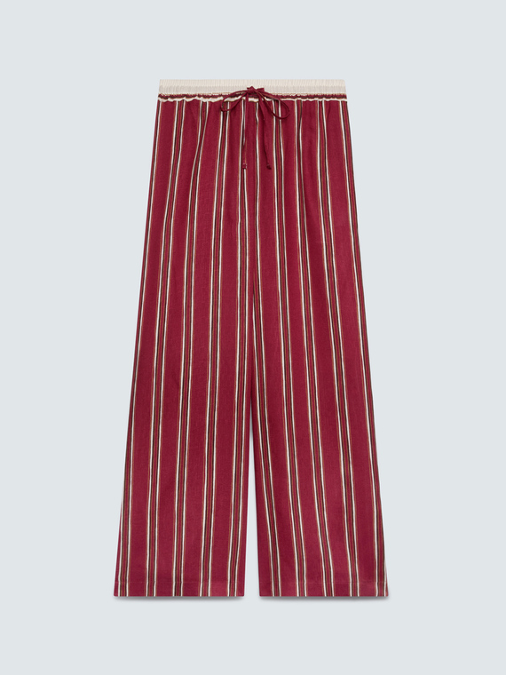 Wide-Leg-Hose aus Viskose mit Streifen