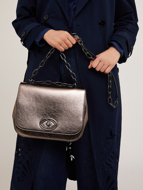 Sac de taille moyenne en tissu lam&eacute; argent&eacute;