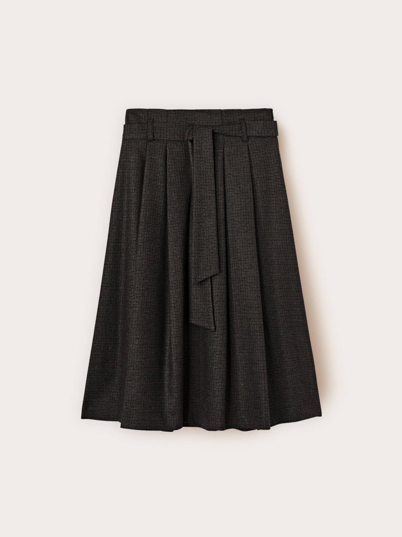 Yarn-dyed skirt with belt image number 4