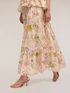 Long flounced skirt with floral pattern image number 2