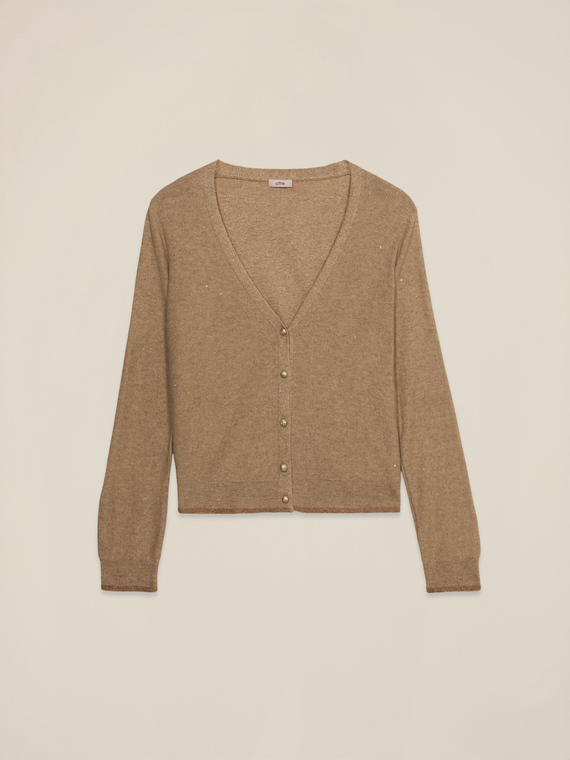 Cardigan scollo a V misto cashmere