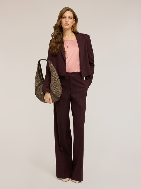 Wide-leg trousers in linen blend