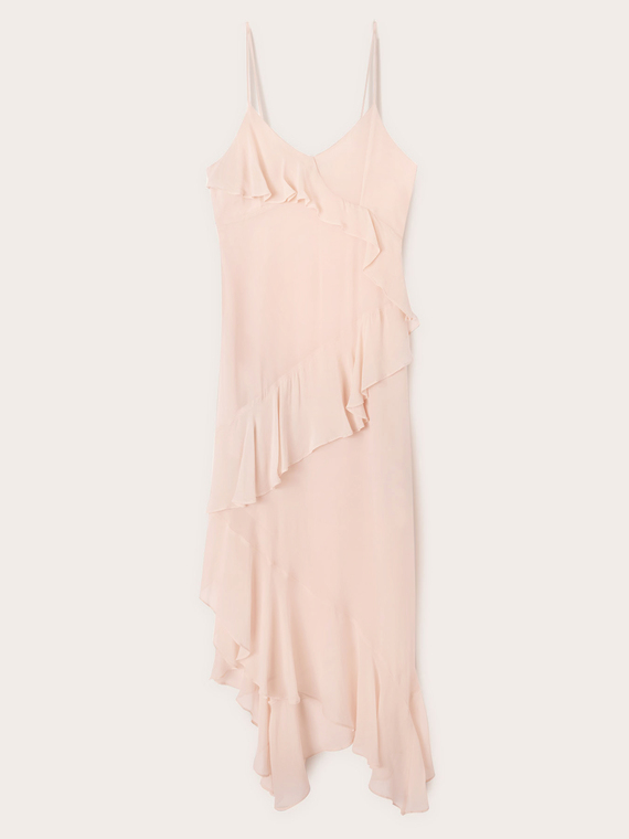 Vestito midi con balze a rouches