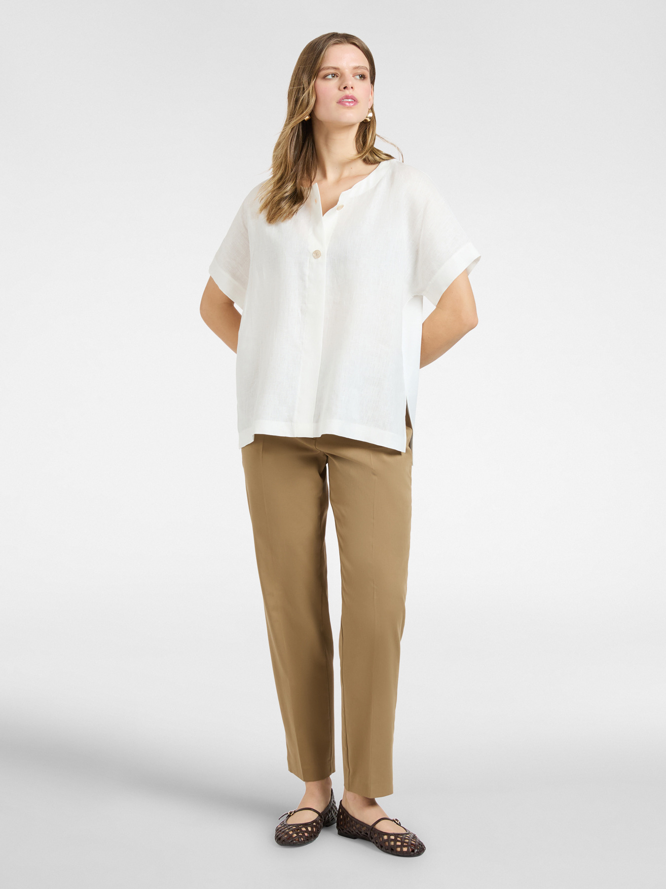 Pantaloni dritti in raso stretch image number 0