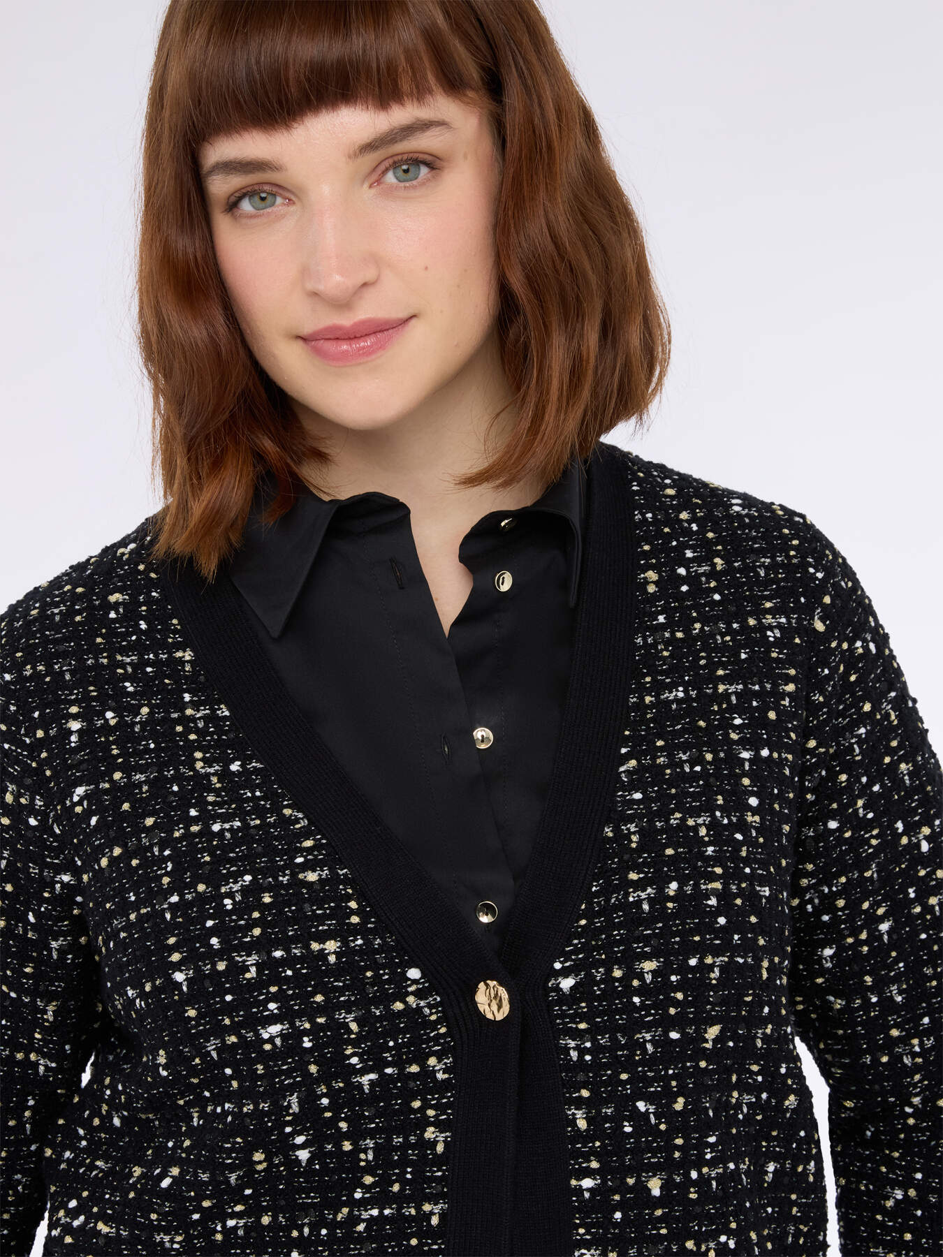 Bouclé effect cardigan with fringes image number 3