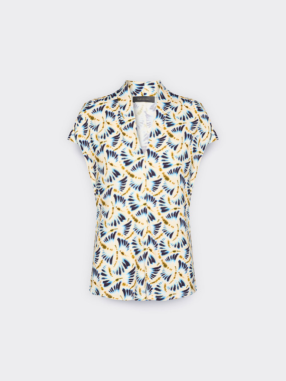 T-shirt stampata con scollo a V