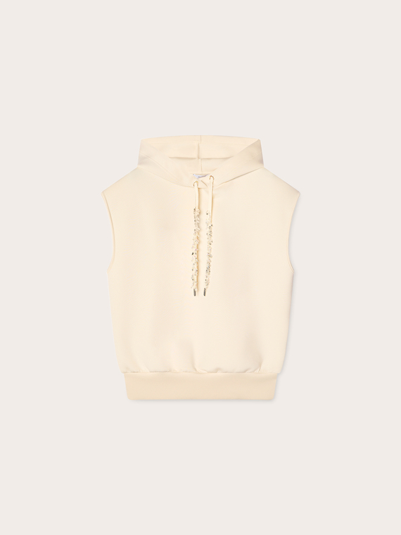 Ärmelloses Sweatshirt mit Schmuck-Kordelzug