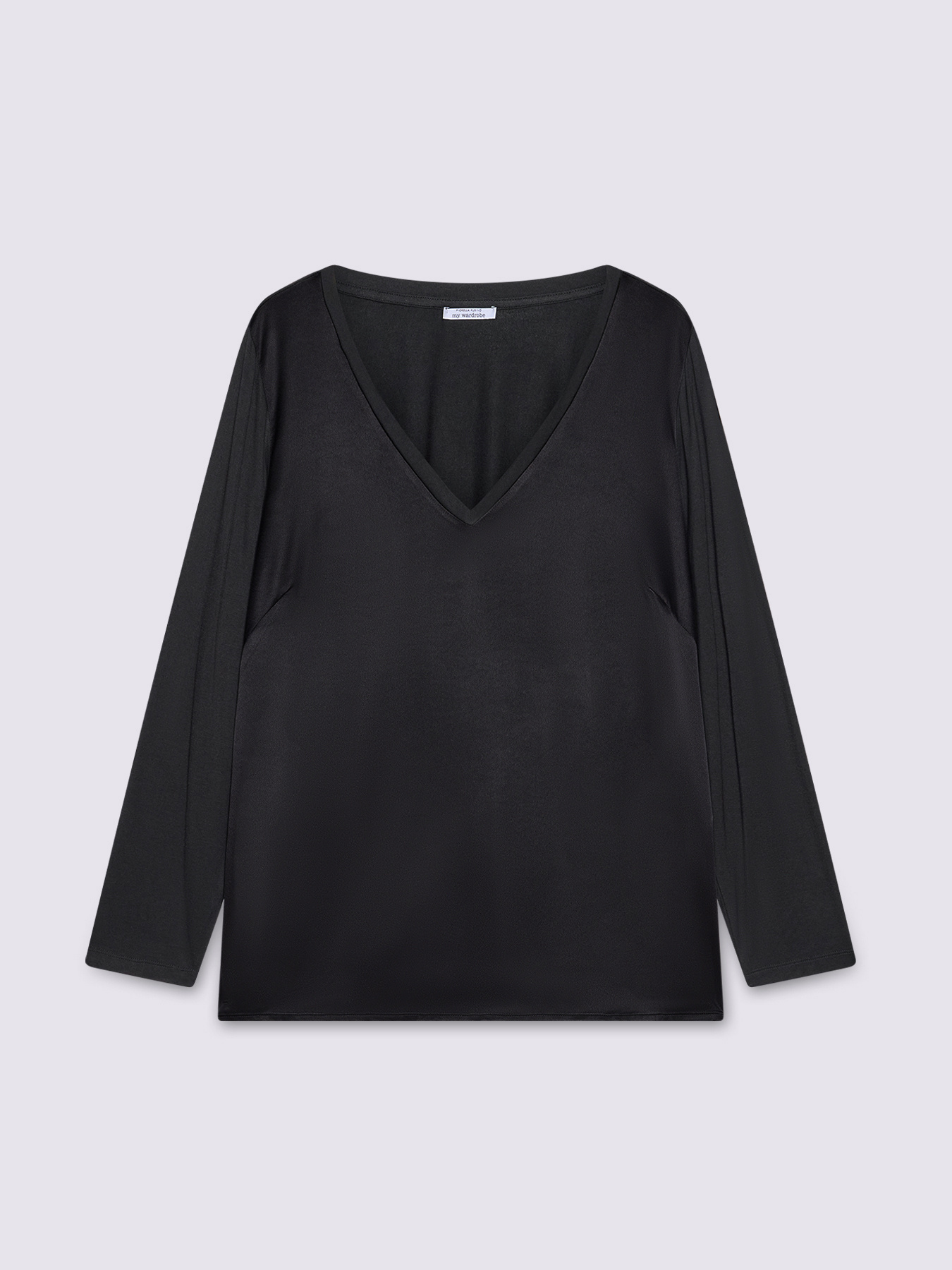 Zweistoffiges T-Shirt mit V-Ausschnitt und langen &Auml;rmeln image number 4