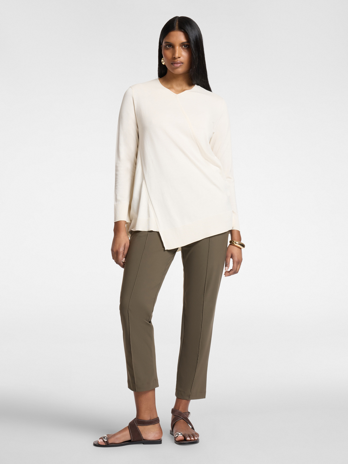Maglia asimmetrica in cotone e modal image number 2