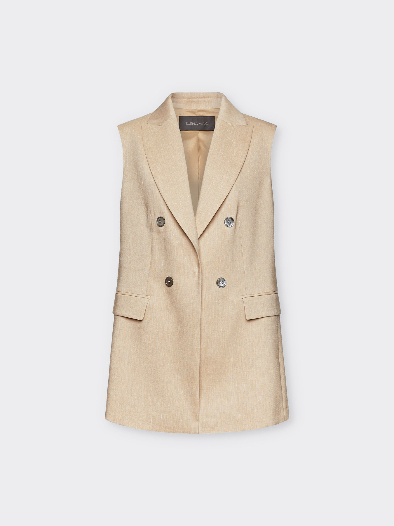 Linen blend sleeveless blazer image number 4