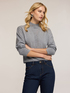 Crew neck cashmere sweater with openwork image number 3
