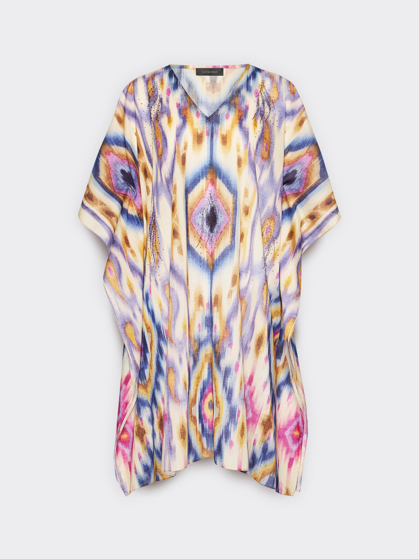 Poncho en mousseline de coton imprim&eacute;e