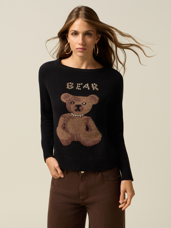 Maglia jacquard con castoni