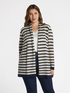 Gestreifter Maxi-Cardigan mit Mikro-Pailletten image number 1