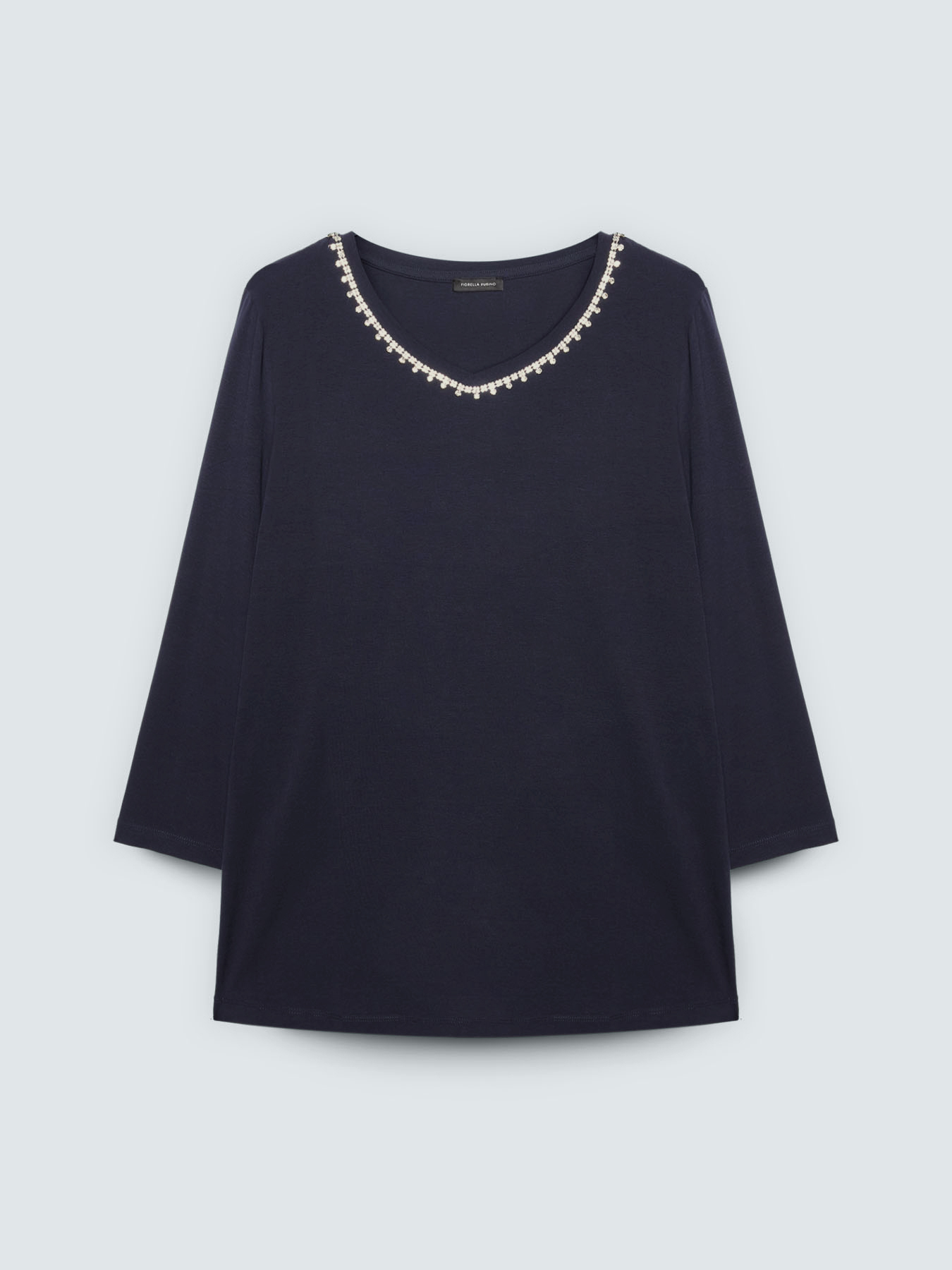 T-shirt in jersey di cotone con crystal image number 4